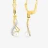 Boucles d'oreilles dormeuses motif fantaisie or 375‰ et perle de culture d'eau douce SO OR