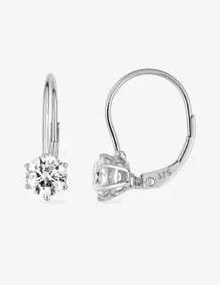 Boucles d'oreilles dormeuses en or blanc 375‰ et oxyde de zirconium SO OR