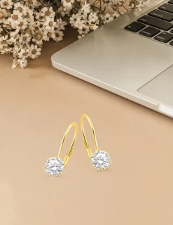 Boucles d'oreilles dormeuses en or jaune 375‰ et oxyde de zirconium SO OR