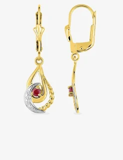 Boucles d'oreilles dormeuses or jaune 375‰ et rubis SO OR