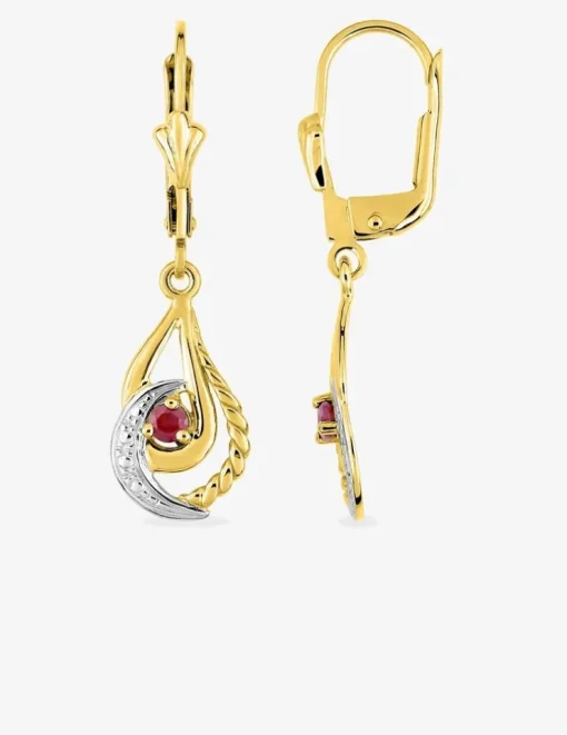 Boucles d'oreilles dormeuses or jaune 375‰ et rubis SO OR