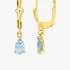 Boucles d'oreilles dormeuses or jaune 375‰ et topaze bleue SO OR