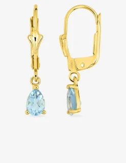 Boucles d'oreilles dormeuses or jaune 375‰ et topaze bleue SO OR