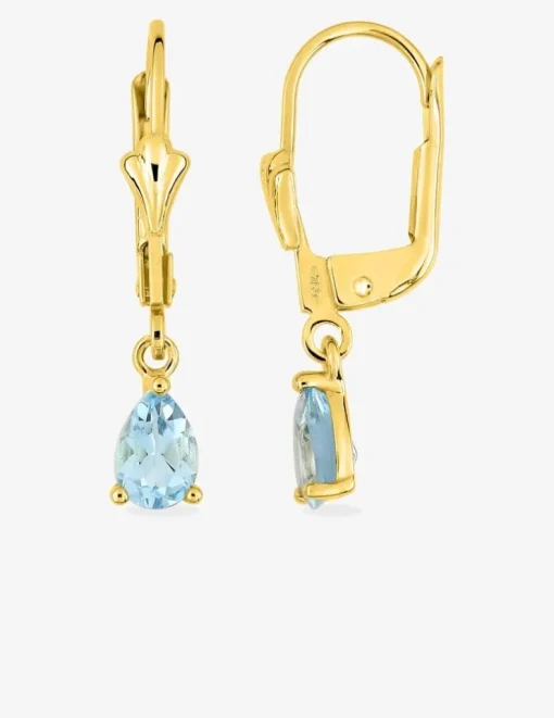 Boucles d'oreilles dormeuses or jaune 375‰ et topaze bleue SO OR