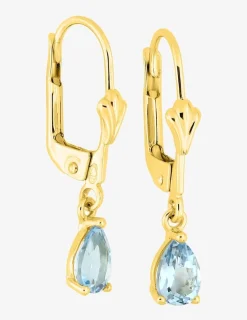 Boucles d'oreilles dormeuses or jaune 375‰ et topaze bleue SO OR