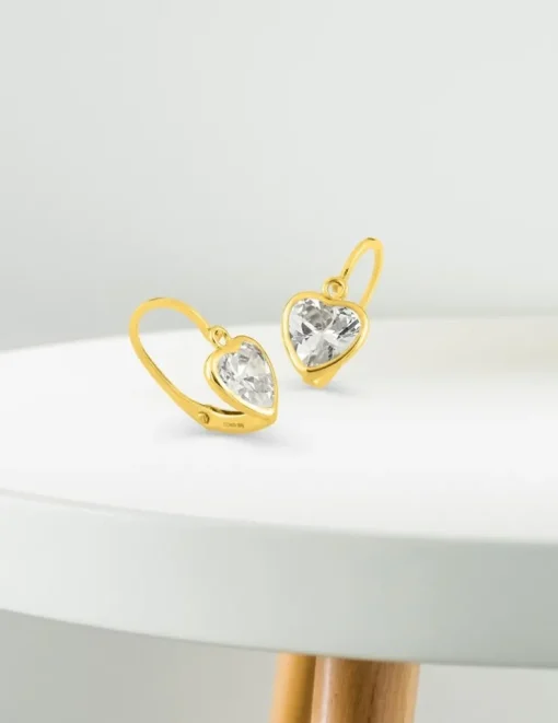 Boucles d'oreilles dormeuses en or jaune 375‰ et oxyde de zirconium SO OR