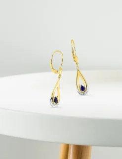 Boucles d'oreilles dormeuses or jaune 750 ‰, saphir SO OR
