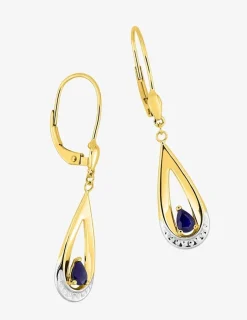 Boucles d'oreilles dormeuses or jaune 750 ‰, saphir SO OR