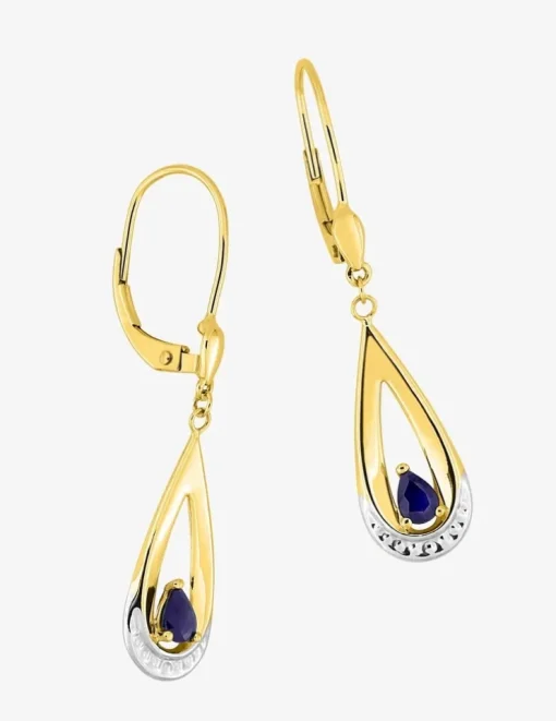 Boucles d'oreilles dormeuses or jaune 750 ‰, saphir SO OR