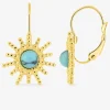 Boucles d'oreilles dormeuses en acier doré, turquoise SO OR