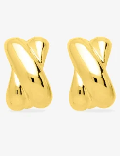 Boucles d'oreilles double anneau plaqué or, système clip SO OR