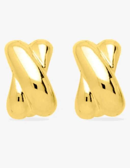 Boucles d'oreilles double anneau plaqué or, système clip SO OR