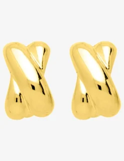 Boucles d'oreilles double anneau plaqué or, système clip SO OR