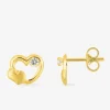 Boucles d'oreilles double cœur or jaune 375‰ et oxyde de zirconium SO OR