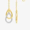 Boucles d'oreilles double goutte or jaune 375‰, rhodium et oxydes de zirconium SO OR