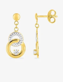 Boucles d'oreilles double cercle bicolore or 750‰ et oxyde de zirconium SO OR