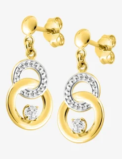 Boucles d'oreilles double cercle bicolore or 750‰ et oxyde de zirconium SO OR