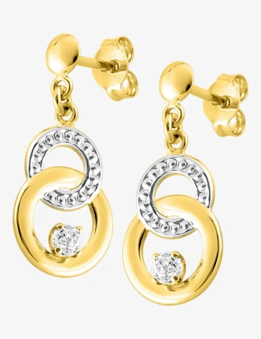 Boucles d'oreilles double cercle bicolore or 750‰ et oxyde de zirconium SO OR