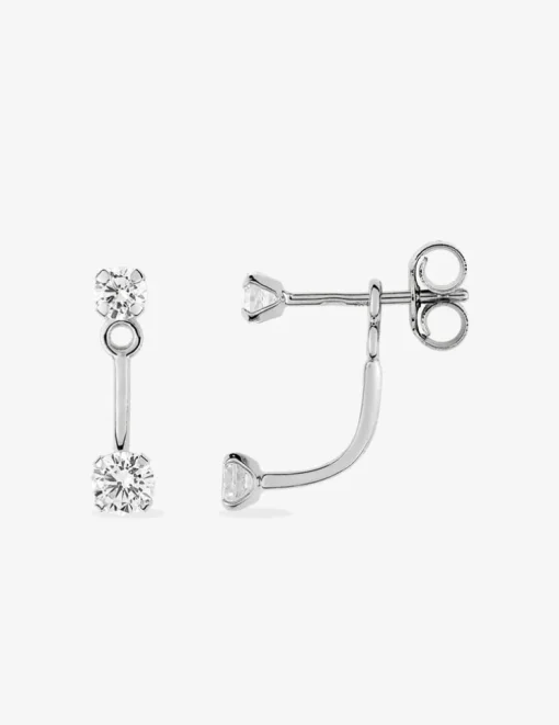 Boucles d'oreilles doubles en or blanc 375‰ et oxyde de zirconium SO OR