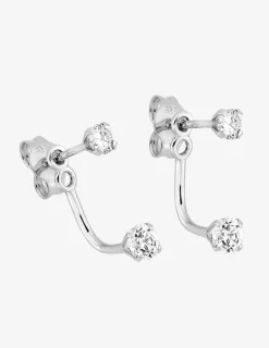 Boucles d'oreilles doubles en or blanc 375‰ et oxyde de zirconium SO OR