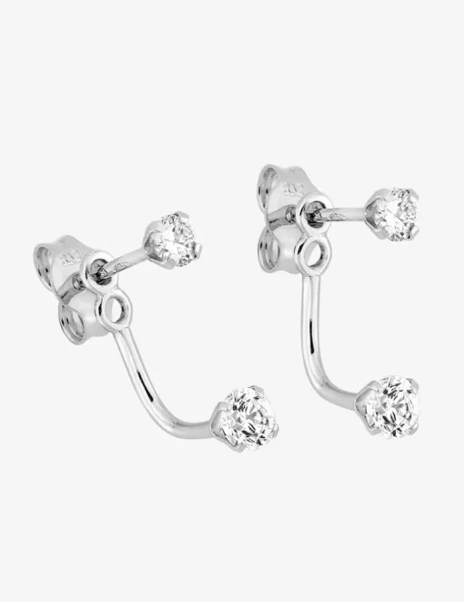 Boucles d'oreilles doubles en or blanc 375‰ et oxyde de zirconium SO OR
