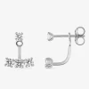 Boucles d'oreilles doubles en or blanc 375‰ et oxyde de zirconium SO OR