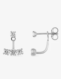 Boucles d'oreilles doubles en or blanc 375‰ et oxyde de zirconium SO OR