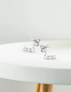 Boucles d'oreilles doubles en or blanc 375‰ et oxyde de zirconium SO OR