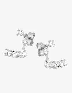 Boucles d'oreilles doubles en or blanc 375‰ et oxyde de zirconium SO OR