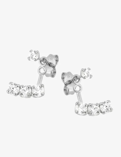 Boucles d'oreilles doubles en or blanc 375‰ et oxyde de zirconium SO OR