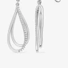 Boucles d'oreilles doubles pendantes gouttes argent rhodié 925‰ avec oxyde de zirconium SO OR
