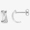 Boucles d'oreilles doubles croisements argent rhodié avec oxyde de zirconium SO OR