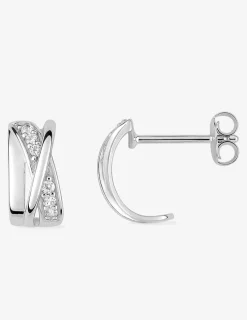 Boucles d'oreilles doubles croisements argent rhodié avec oxyde de zirconium SO OR
