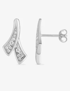 Boucles d'oreilles doubles courbes croisées argent rhodié 925‰ avec oxyde de zirconium SO OR