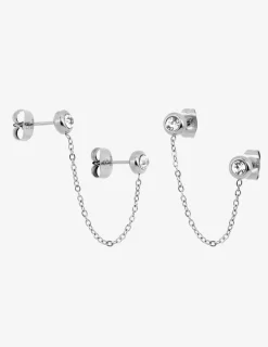 Boucles d'oreilles ear cuff en acier et cristaux synthétiques SO OR