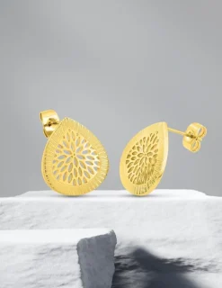 Boucles d’oreilles en acier doré avec motif ajouré SO OR