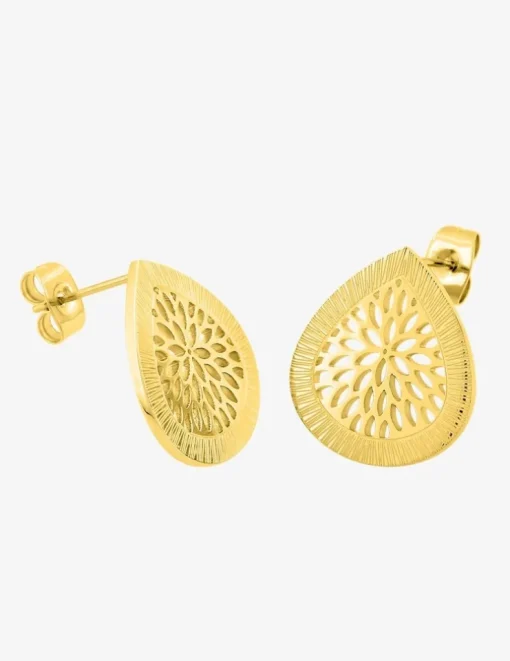 Boucles d’oreilles en acier doré avec motif ajouré SO OR