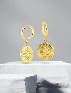 Boucles d’oreilles en acier doré et cristal blanc SO OR