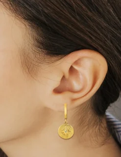 Boucles d’oreilles en acier doré et cristal blanc SO OR