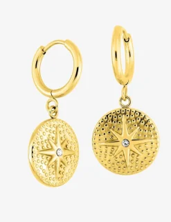Boucles d’oreilles en acier doré et cristal blanc SO OR