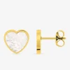 Boucles d'oreilles en acier jaune avec cœur nacré SO OR
