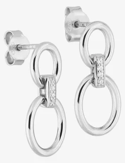 Boucles d'oreilles en argent 925 ‰ rhodié, motifs ovales avec oxydes de zirconium SO OR