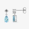 Boucles d'oreilles en or blanc 375 ‰, topaze et oxyde de zirconium SO OR