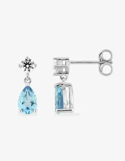 Boucles d'oreilles en or blanc 375 ‰, topaze et oxyde de zirconium SO OR