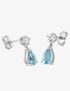Boucles d'oreilles en or blanc 375 ‰, topaze et oxyde de zirconium SO OR