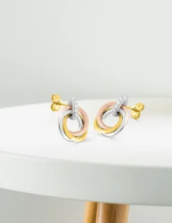 Boucles d'oreilles en or jaune 375‰ et oxyde de zirconium SO OR