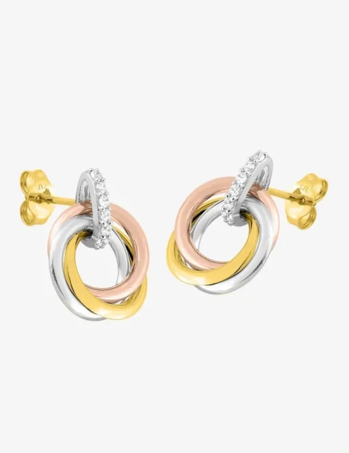 Boucles d'oreilles en or jaune 375‰ et oxyde de zirconium SO OR