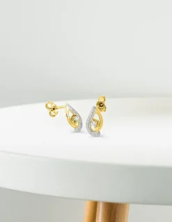 Boucles d'oreilles en or jaune 375‰ et oxyde de zirconium SO OR