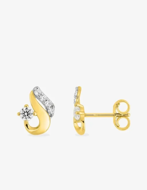 Boucles d'oreilles en or jaune 375‰ et oxyde de zirconium SO OR