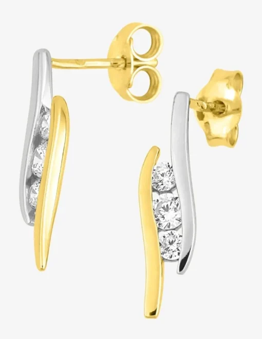 Boucles d'oreilles en or jaune 375‰ et oxyde de zirconium SO OR